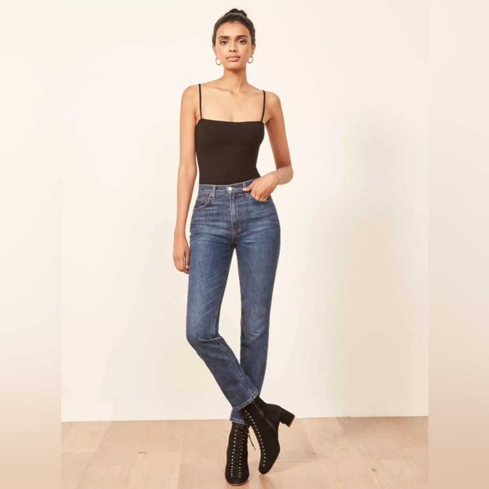 Reformation Black Ribbed Bodysuit
